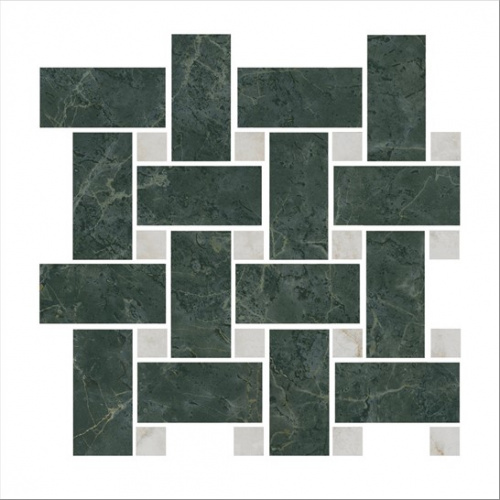 Керамический гранит KERAMA MARAZZI Декор Серенада мозаичный зелёный лаппатированный  32x32x0,9