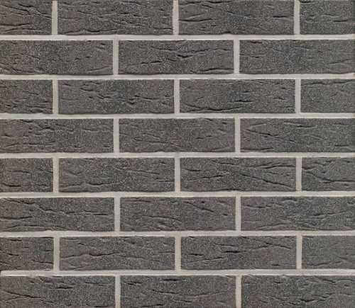 Клинкерная фасадная плитка Feldhaus Klinker R735 Anthracit mana рифлёная NF9, 240*9*71 мм