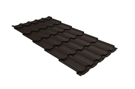 Волновой профиль Grand Line Kvinta plus, 0,5 GreenCoat Pural BT, Zn 275, RR 32 темно-коричневый (RAL 8019 серо-коричневый) 