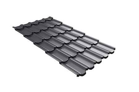 Волновой профиль Grand Line Kvinta plus 3D, 0,5 GreenCoat Pural BT, Zn 275, RR 23 темно-серый (RAL 7024 мокрый асфальт) 