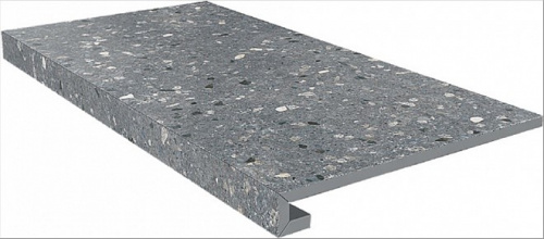 Керамический гранит KERAMA MARAZZI Ступень клееная Терраццо серый темный  33x60x0,9