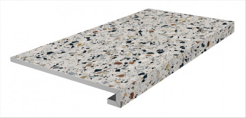 Керамический гранит KERAMA MARAZZI Ступень клееная фронтальная Бричиола белый матовый обрезной 33x60x0,9