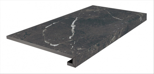 Керамический гранит KERAMA MARAZZI Ступень клееная фронтальная Тубкаль чёрный матовый обрезной 33x60x0,9